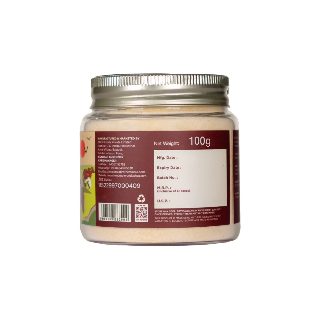 Two Brothers Organic Farms Colostrum Powder | Desi Gir Cow Colostrum | Health Supplement for Supporting Immunity, Digestion, & Overall Health | No Added Preservatives | A2 Cows Colostrum Milk (100G)