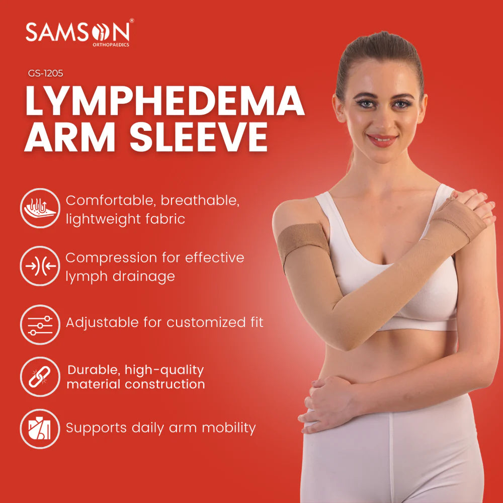 SAMSON Lymphedema Arm Sleeve (Pair) | Firm Compression for Swelling & Lymphatic Relief