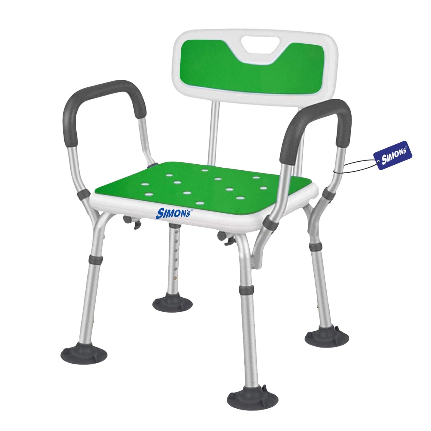 Simon's Aqua-TUF Heavy-Duty Shower Chair for Elderly | Adjustable Shower Bench with Arms | Tool-Free Assembly