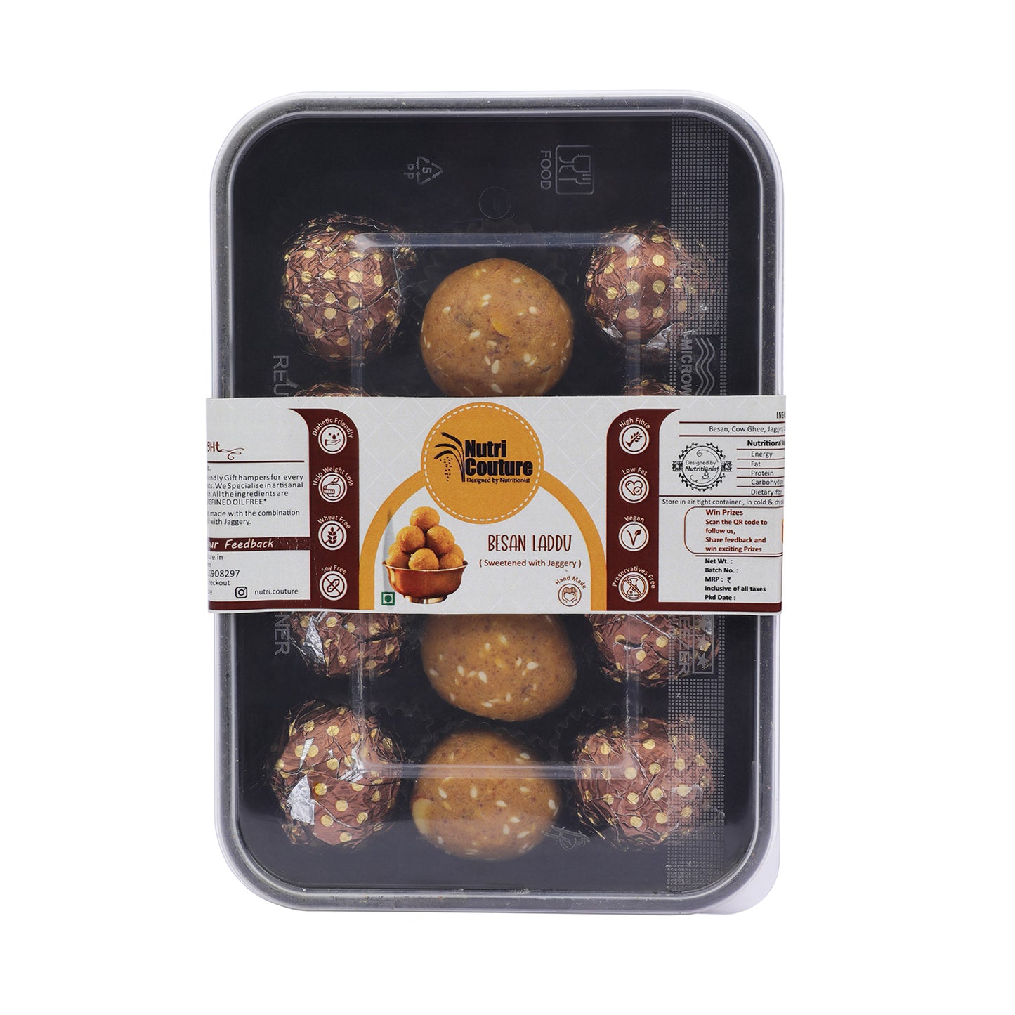 Nutri Couture Besan Laddu (Sweetened with Jaggery)