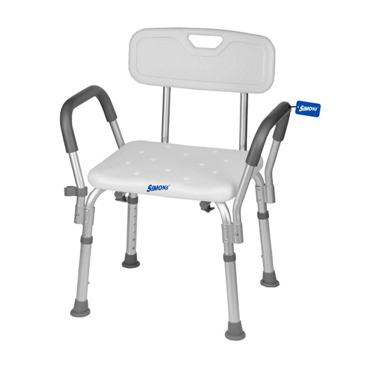 Simon's Portable Lightweight Bath Shower Chair with backrest and Side Liftable Handles
