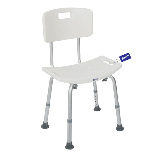 Simon's Bath Shower Curved Anti Slip Chair Bench with Backrest