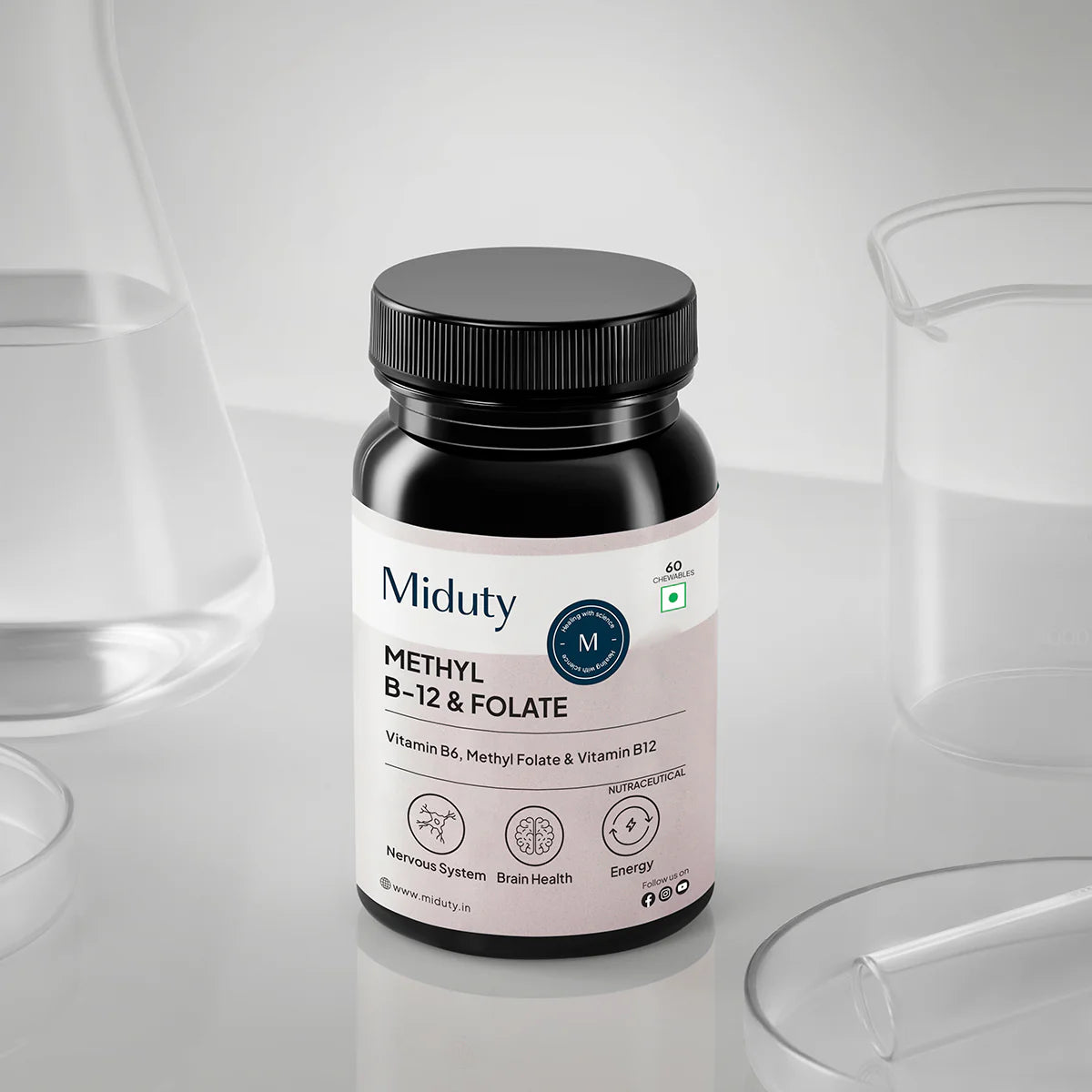 Miduty Vitamin B12 | Methyl B12, Folate & B6 Tablets | Chewable