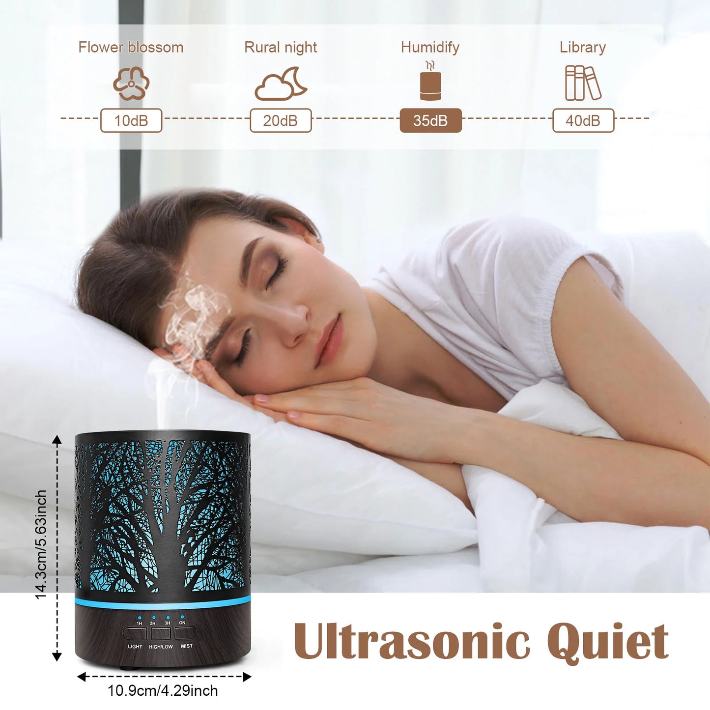 Aroma Diffuser & Humidifier with Free Top 5 Natural Essential Oil