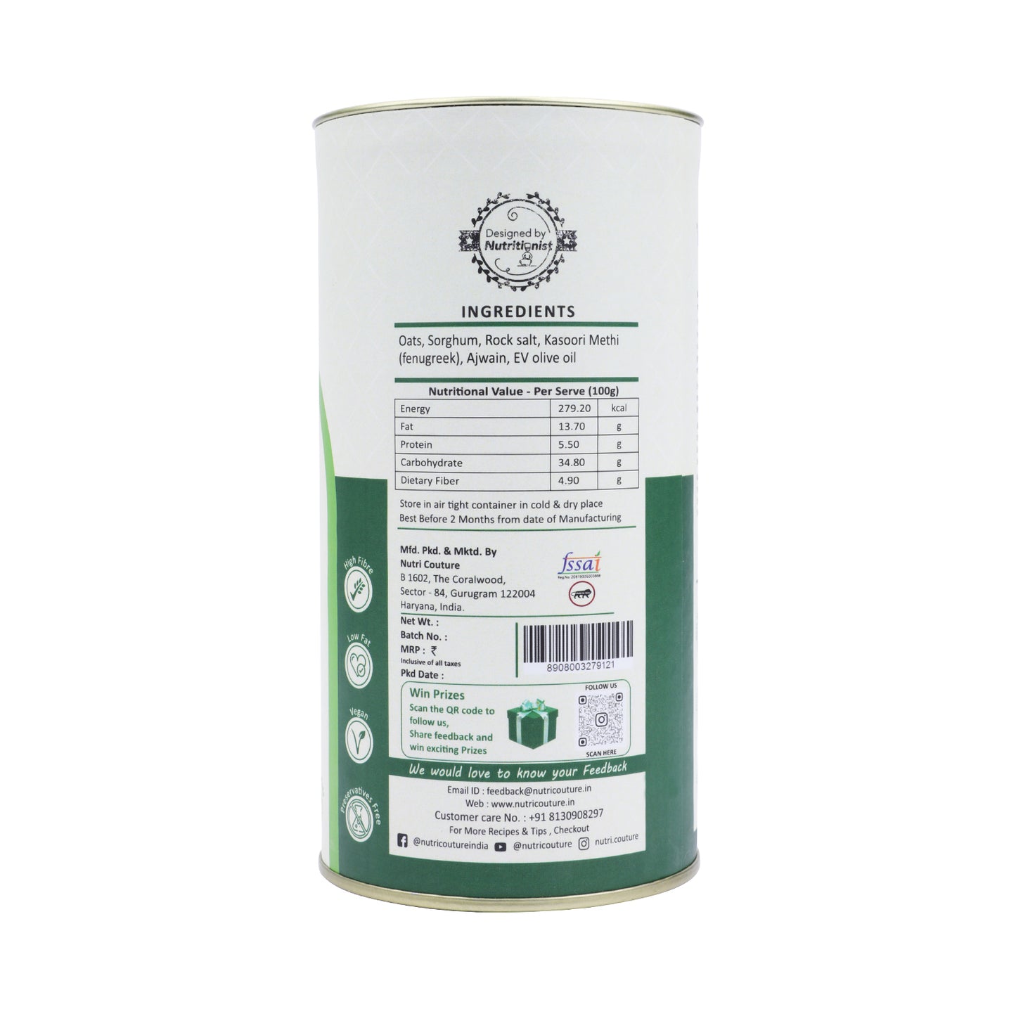 Nutri Couture Baked Oats Mathri (Kasoori Methi flavour)