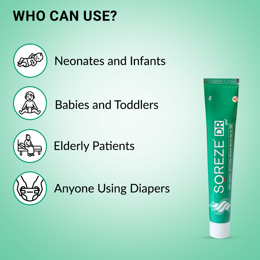 Soreze DR Gel | Anti-Diaper Rash Gel for Treatment and Prevention of Diaper Rashes in Seniors & Babies