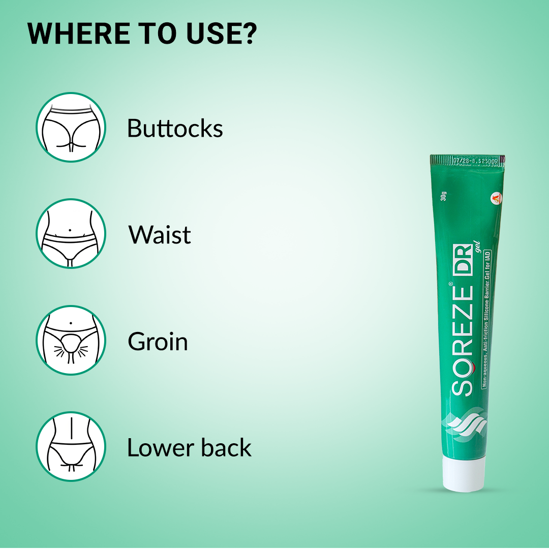 Soreze DR Gel | Anti-Diaper Rash Gel for Treatment and Prevention of Diaper Rashes in Seniors & Babies