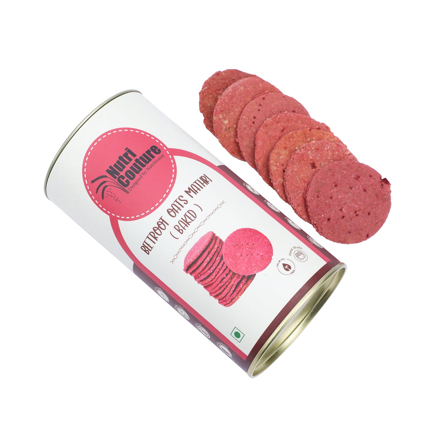 Nutri Couture Beetroot Oats Mathri - Baked