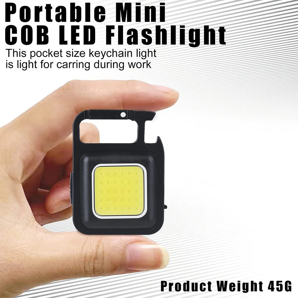 Rechargeable Mini Flashlights 1000 Lumen -COB/ Keychain/Bottle Opener/Waterproof - Pack of 2