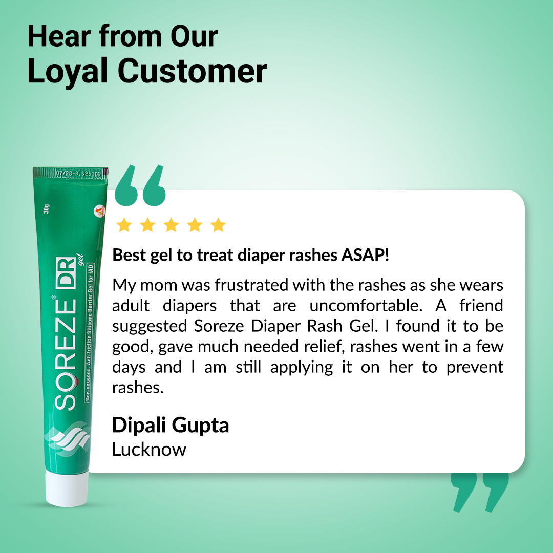 Soreze DR Gel | Anti-Diaper Rash Gel for Treatment and Prevention of Diaper Rashes in Seniors & Babies
