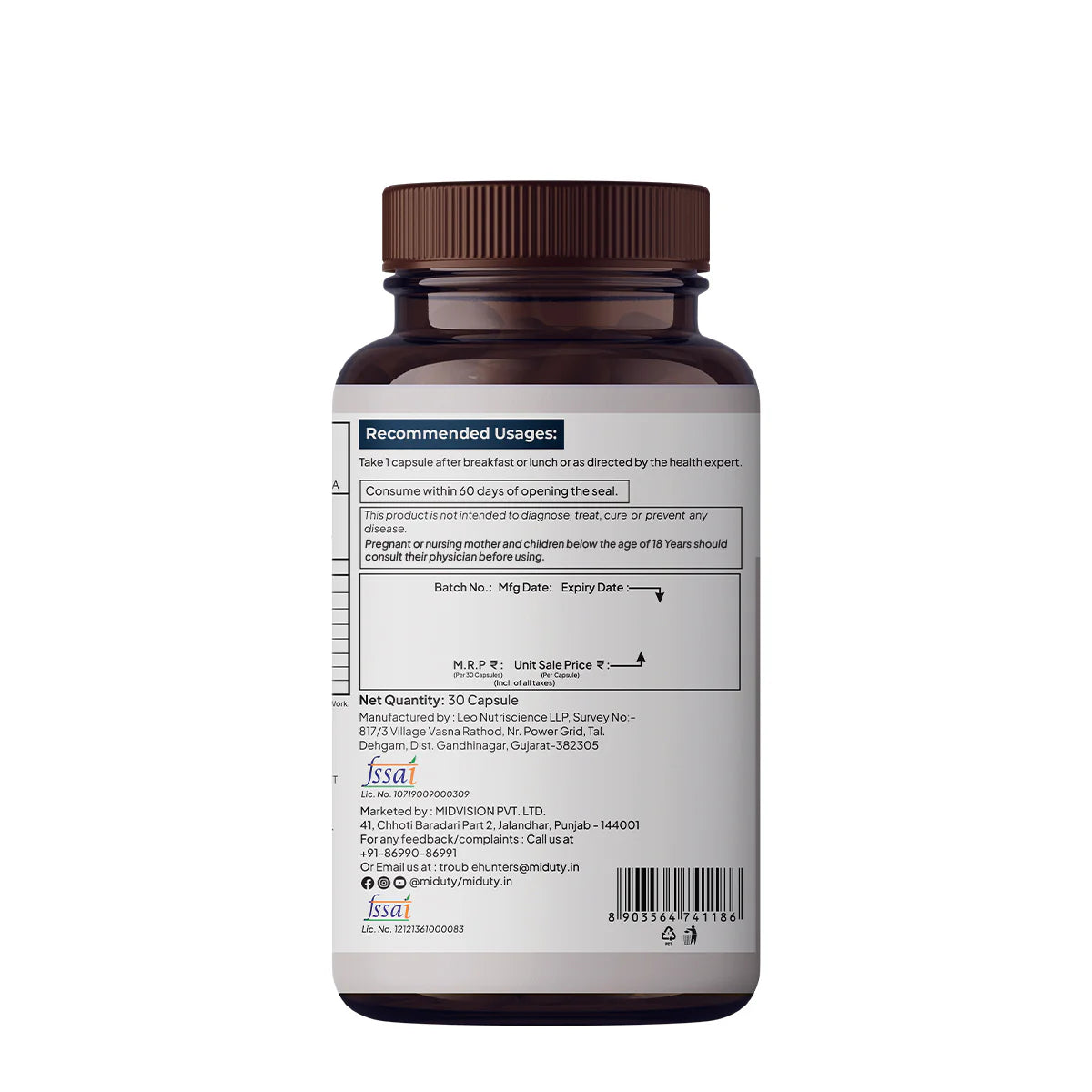 Miduty Vitamin ADK | 5000 IU | Vitamin A, K2 & D3 Capsules