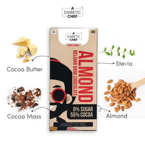 Almond Belgian Sugar Free Dark Chocolate Bar