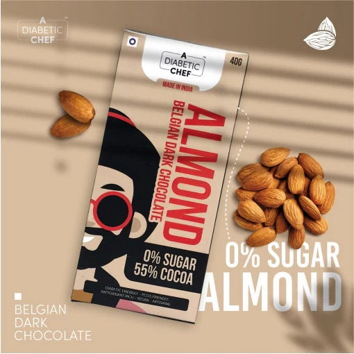 Almond Belgian Sugar Free Dark Chocolate Bar