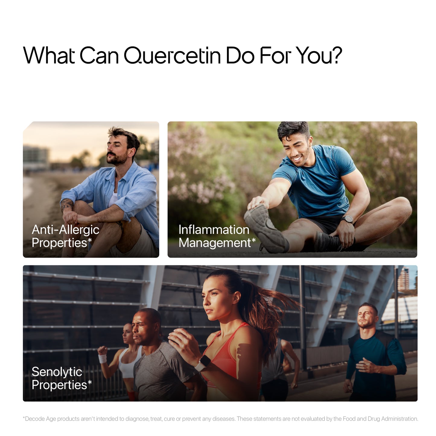 Decode Age Quercetin Supplement | Anti-Allergy Supplement | Supports Energy, Brain and Heart Health, and Immunity | 100mg, 30 Capsules, Vegan