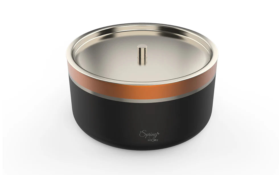 Double Wall Stainless Steel Casserole with Lid | 1200ml Capacity (1700ml Without Lid) | Food-Grade Steel | Multipurpose Serving Bowl | Black & Beige