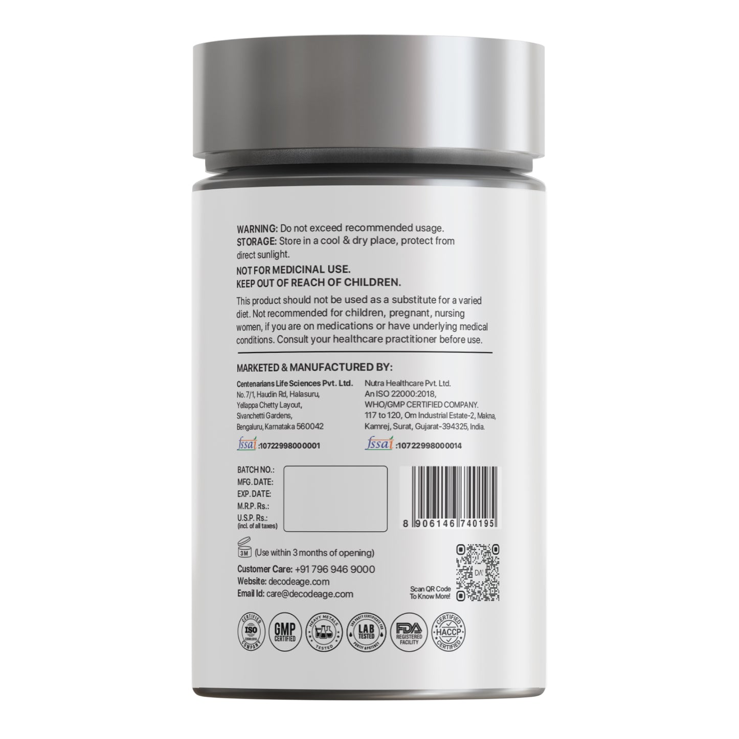 Decode Age NMN Supplement | 99.9% Pure Beta NMN | NAD+ Booster for Energy, Metabolism, Cellular Repair & Skin Health