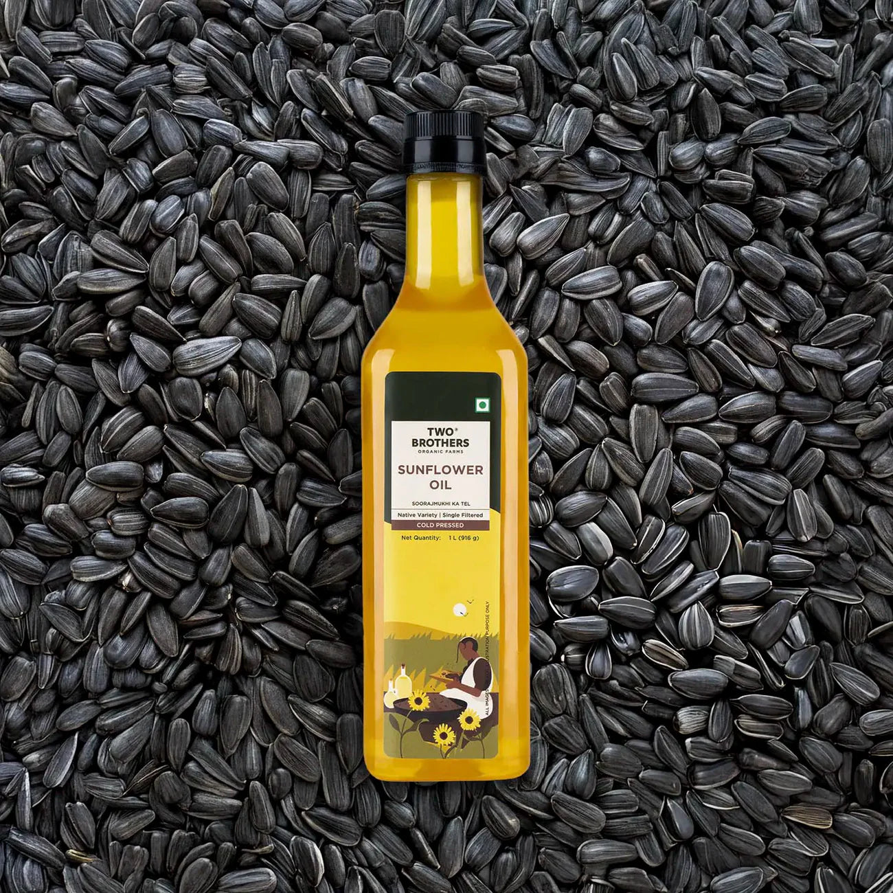 Two Brothers Organic Farms Sunflower Oil I Cold-Pressed 1ltr Plastic Bottle