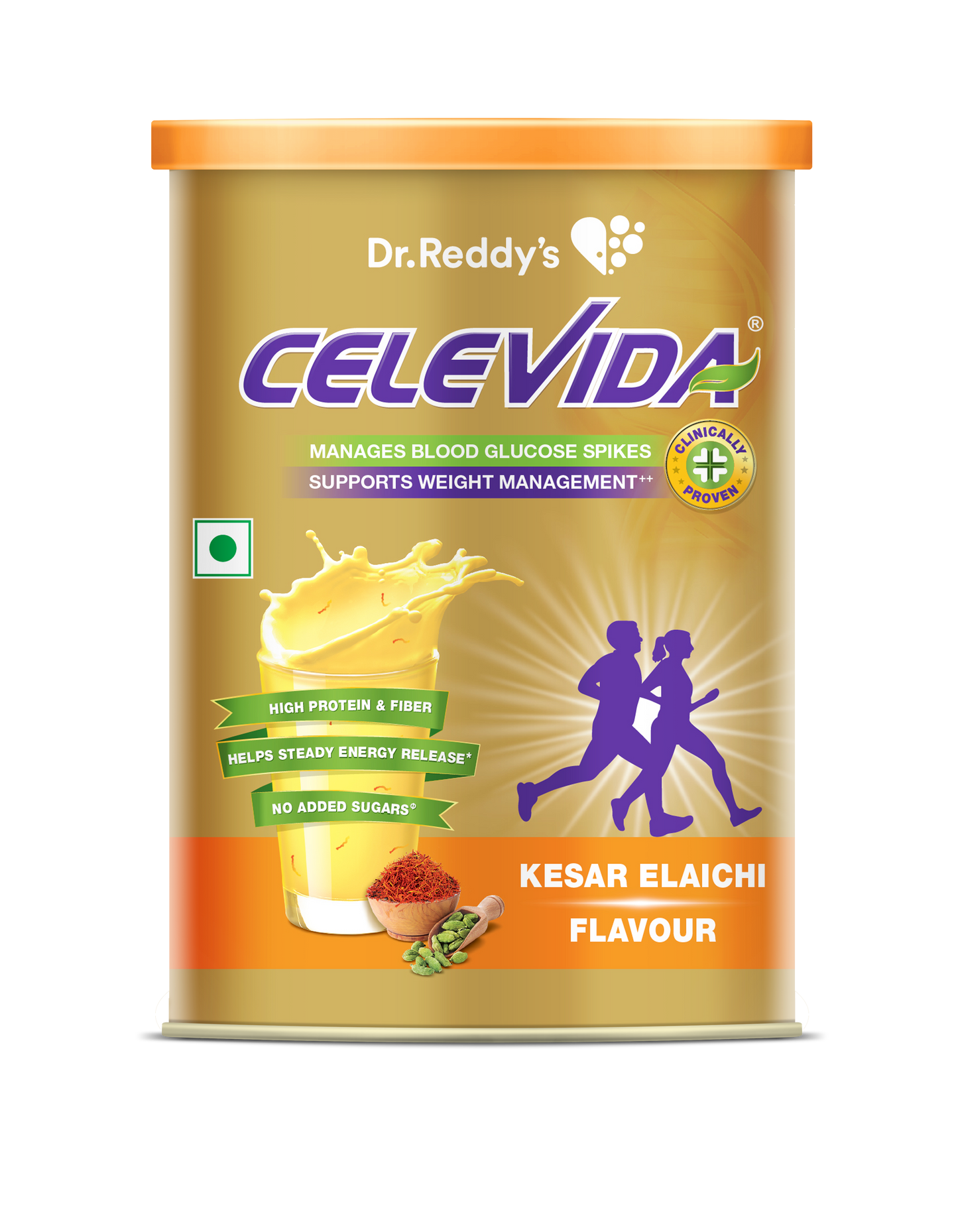 Celevida Protein Powder Drink for Diabetes Management by Dr. Reddy’s | Kesar Elaichi Flavor | No Added Sugar| 400g