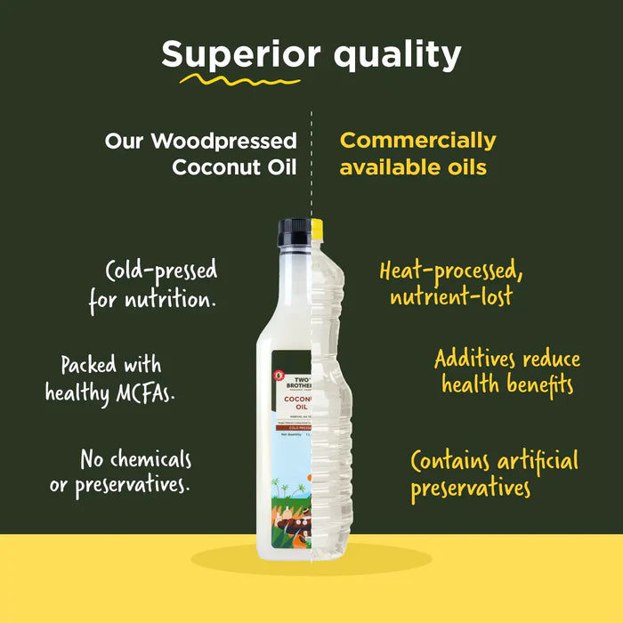 Coconut Oil, Made using farm grown Coconut | Cold-Pressed and Single-Filtered Oil for healthier Cooking | Kacchi Ghani/Mara Chekku, Natural and Unrefined 1 Litre
