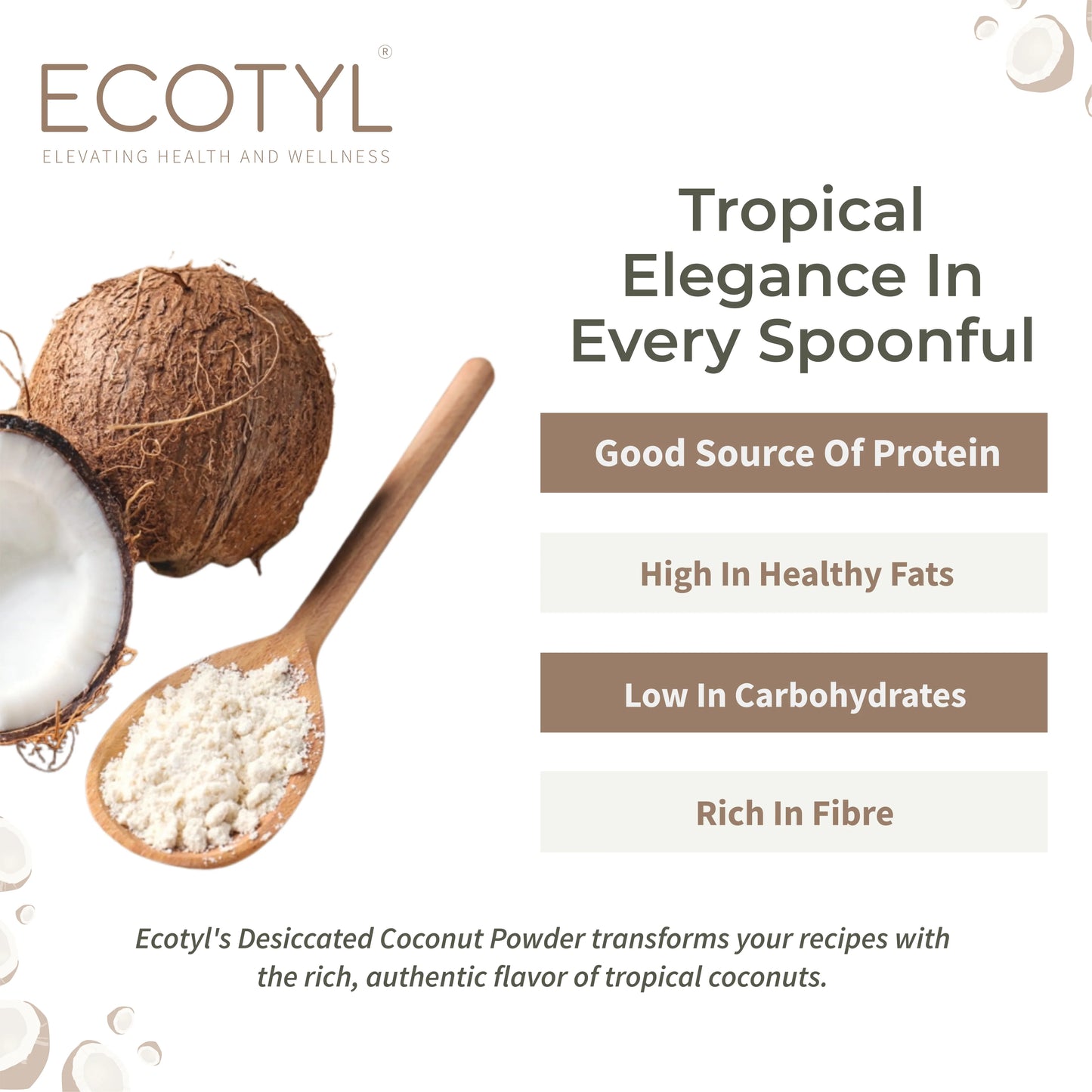 Ecotyl's Desiccated Coconut Powder - 250 G