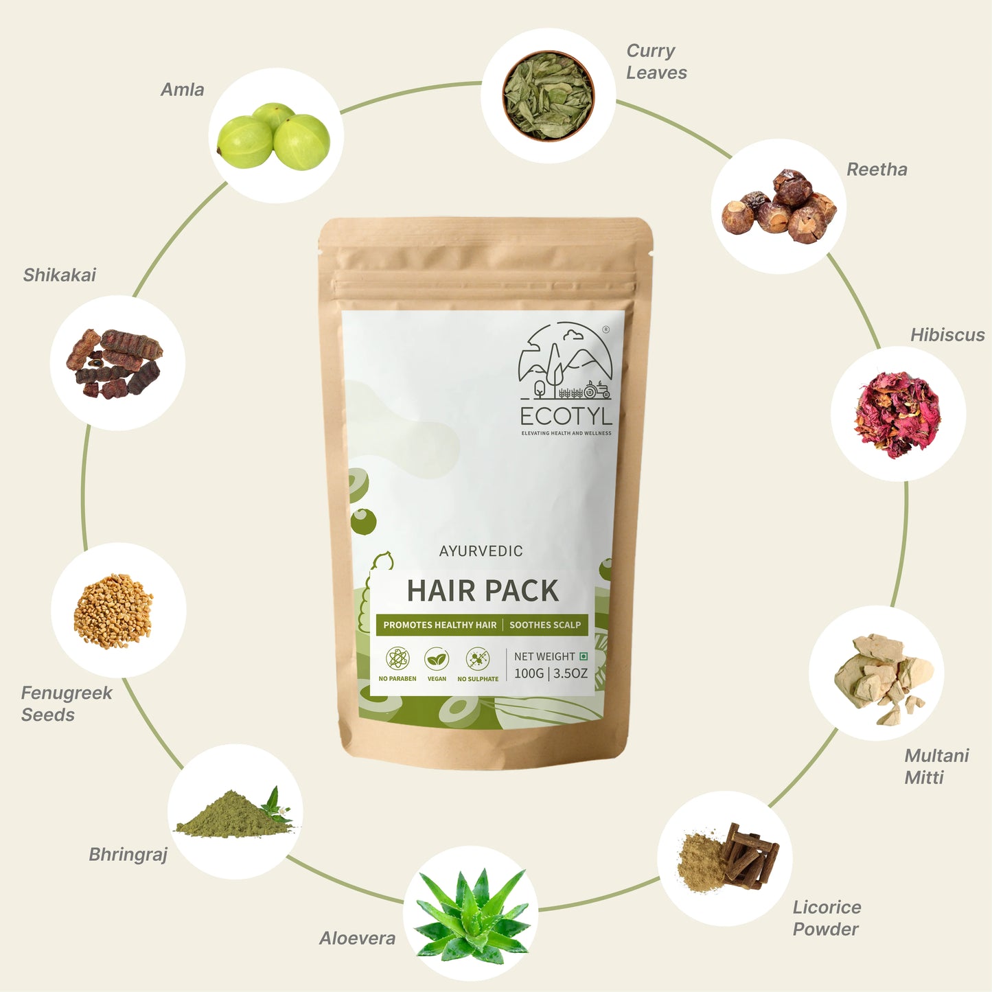Ecotyl's Ayurvedic Hair Pack - 100 G