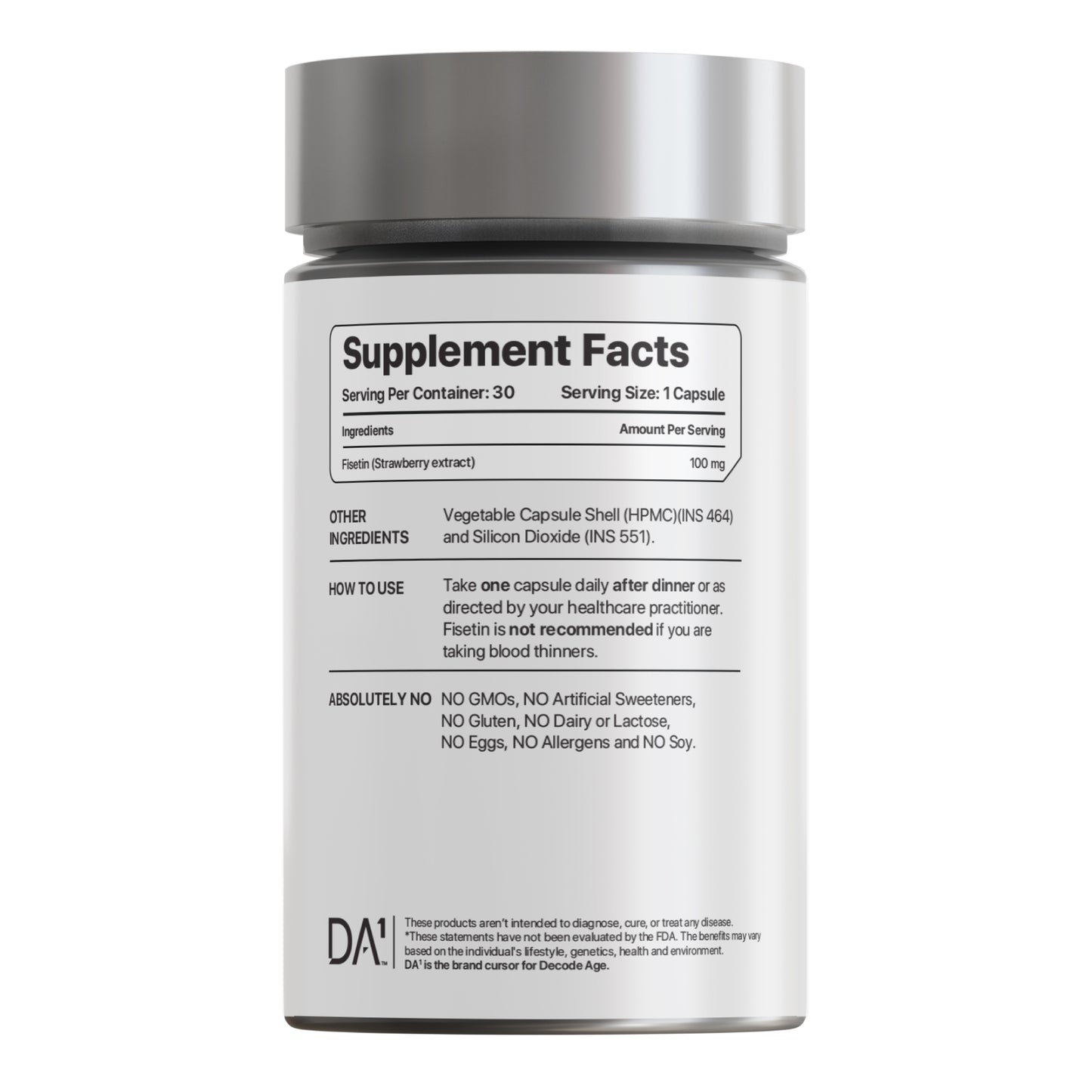 Decode Age Fisetin Supplement | Senolytic Supplement | Supports Skin & Hair Health, Cognition and Immunity | 100mg, 30 Capsules, Vegan