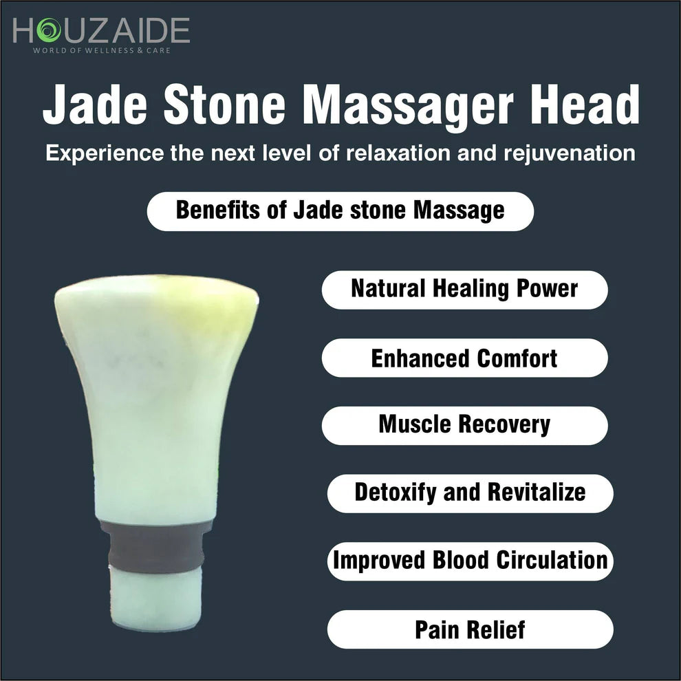 Houzaide Vajra Pro Massage Gun with Heat and Cold Therapy, Jade Stone Head - Handheld Deep Tissue Muscle Massager for Pain Relief