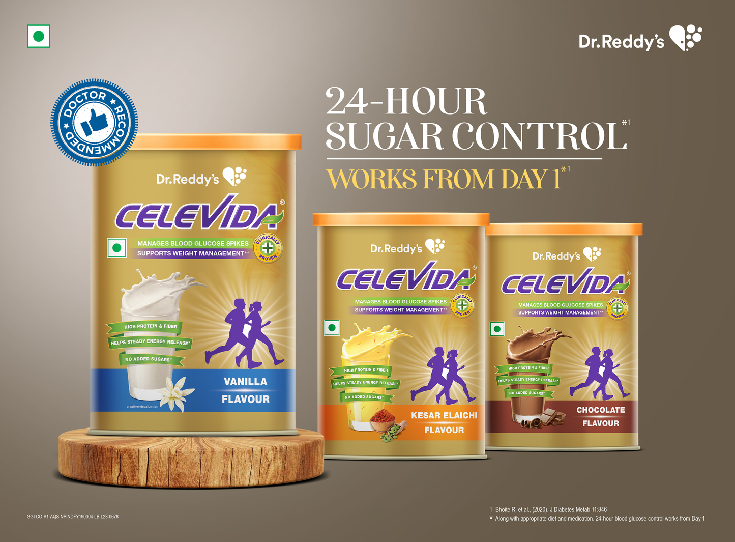 Celevida Protein Powder Drink for Diabetes Management by Dr. Reddy’s | Kesar Elaichi Flavor | No Added Sugar| 400g