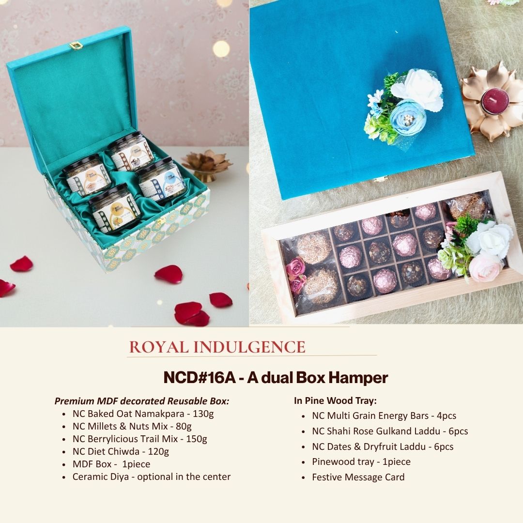 Nutri Couture – Dual Box Hamper (Pinewood Tray)
