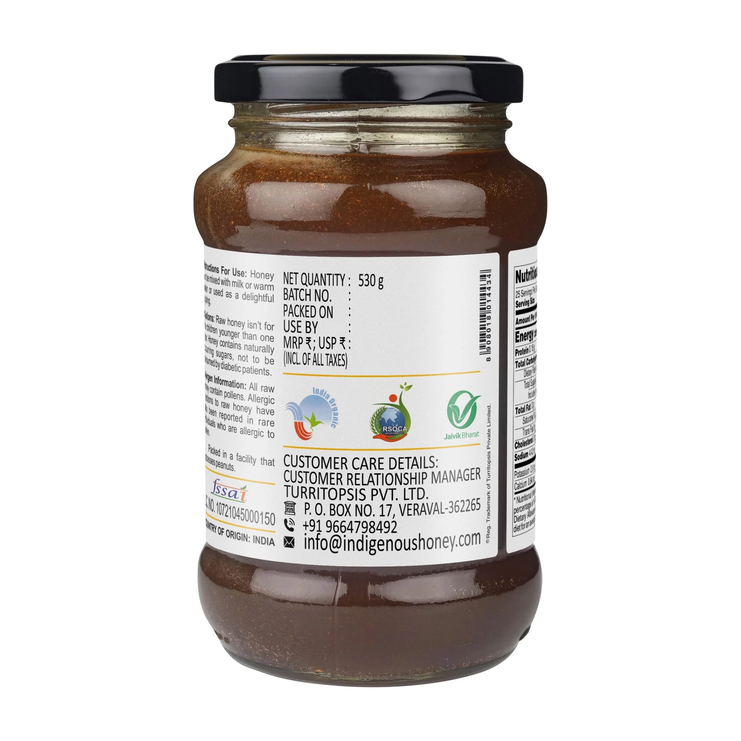Raw Organic Honey with Infused Cinnamon | Honey Immunity Booster- 530 g Glass Jar