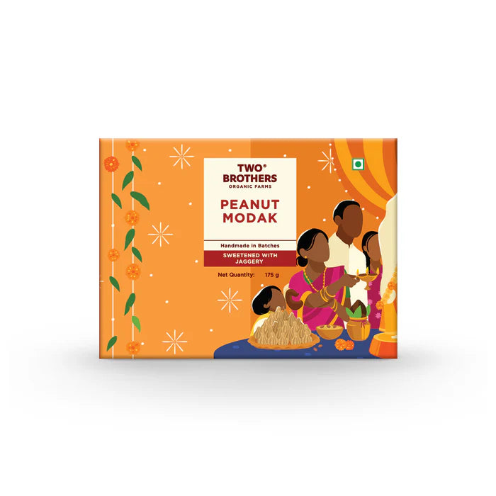 Two Brothers Peanut Modak 175g | Handmade Festive Sweet | Jaggery, Peanuts, Cardamom & A2 Ghee | No Refined Sugar