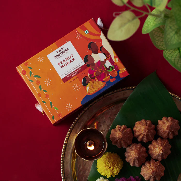 Two Brothers Peanut Modak 175g | Handmade Festive Sweet | Jaggery, Peanuts, Cardamom & A2 Ghee | No Refined Sugar