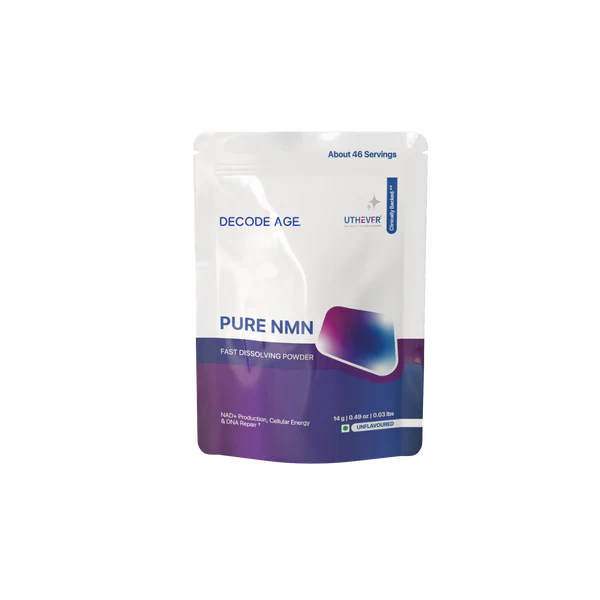 Decode Age Pure NMN | 99.9% Pure Beta NMN | High Bioavailability | NAD+ Booster for Energy, Metabolism, Cellular Repair & Skin Health | 14gm, 46 Servings