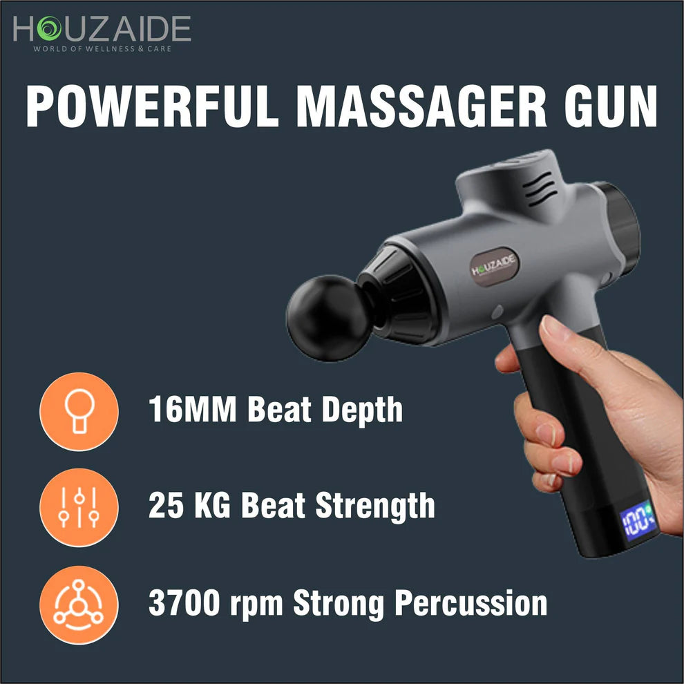 Houzaide Vajra Pro Massage Gun with Heat and Cold Therapy, Jade Stone Head - Handheld Deep Tissue Muscle Massager for Pain Relief
