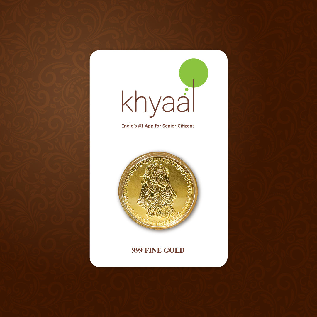 Khyaal Divine Collection-0.5 gms 24KT Gold Radha Krishna Foil Coin