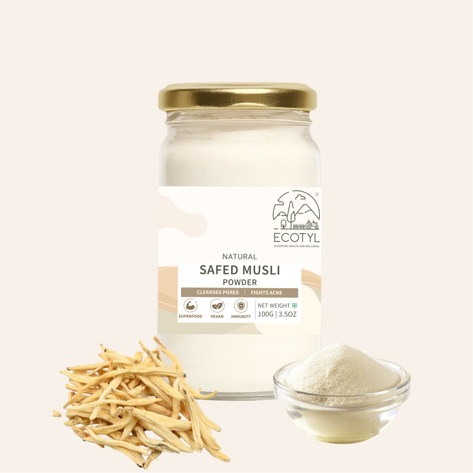 Ecotyl's Safed Musli Raw Powder (100%) - 100g