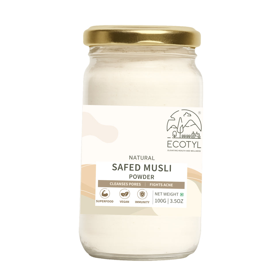 Ecotyl's Safed Musli Raw Powder (100%) - 100g