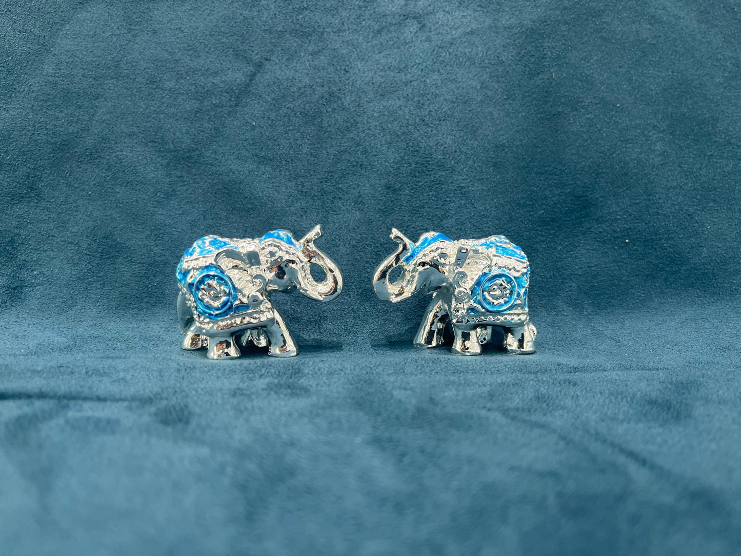 999 Silver Cladded Pair of Elephants