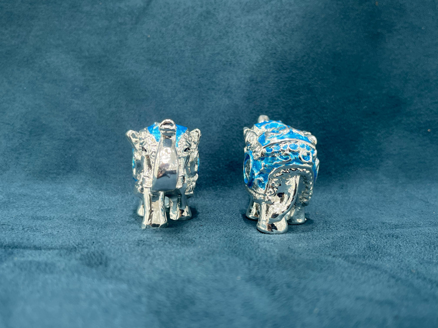 999 Silver Cladded Pair of Elephants