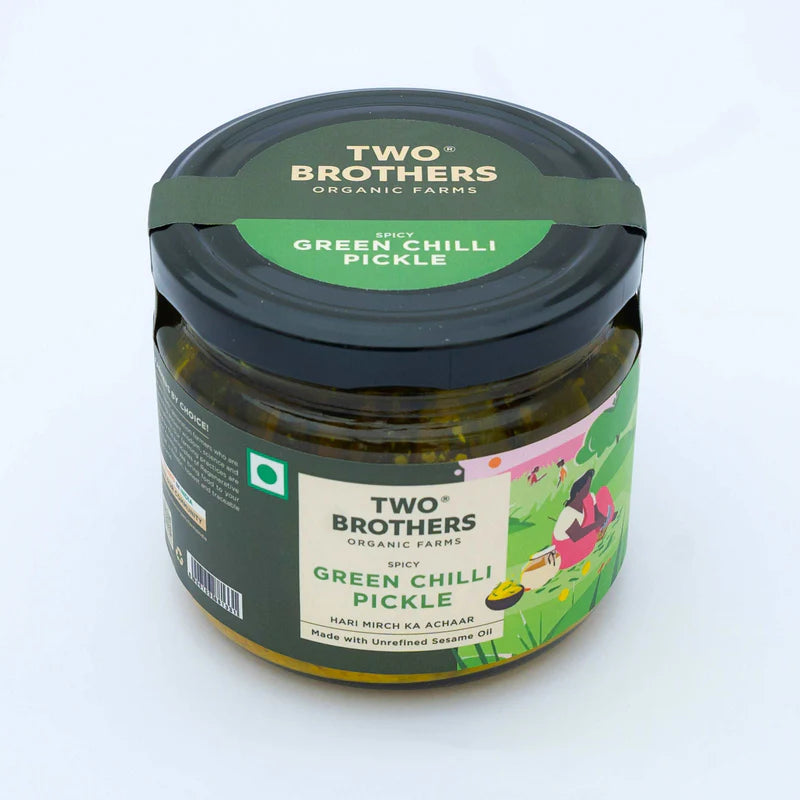 Two Brothers Organic Farms Spicy Green Chilly Pickle (500GM)