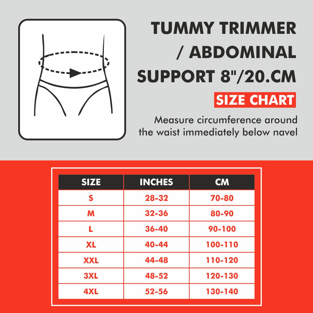 Samson Tummy Trimmer/Abdominal-Support: 8"/20cm
