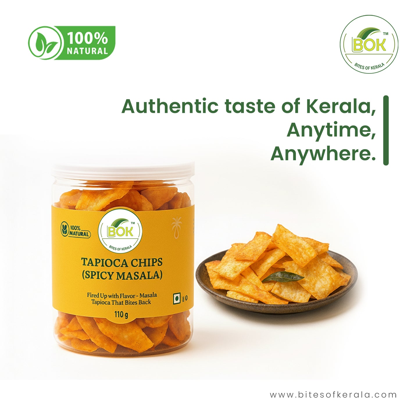 Bites Of Kerala Tapioca Chips Spicy Masala- 110G