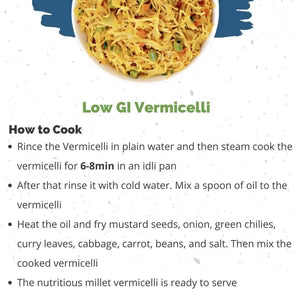 Sugar Watchers Low GI Sevai (Vermicelli), No Maida, Diabetic Friendly
