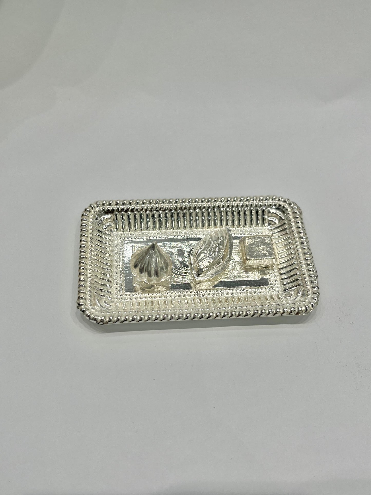 Silver Auspicious Tray with Miniature Offerings