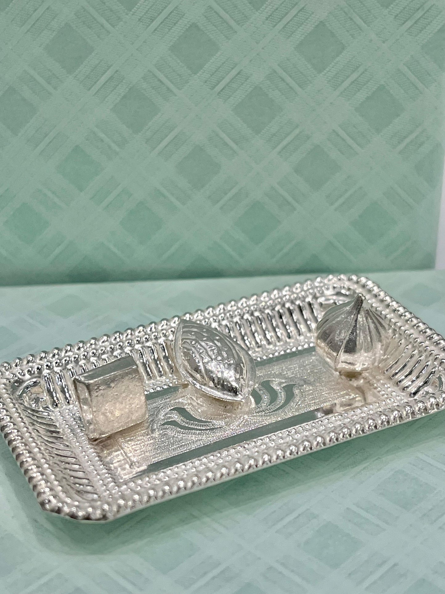 Silver Auspicious Tray with Miniature Offerings