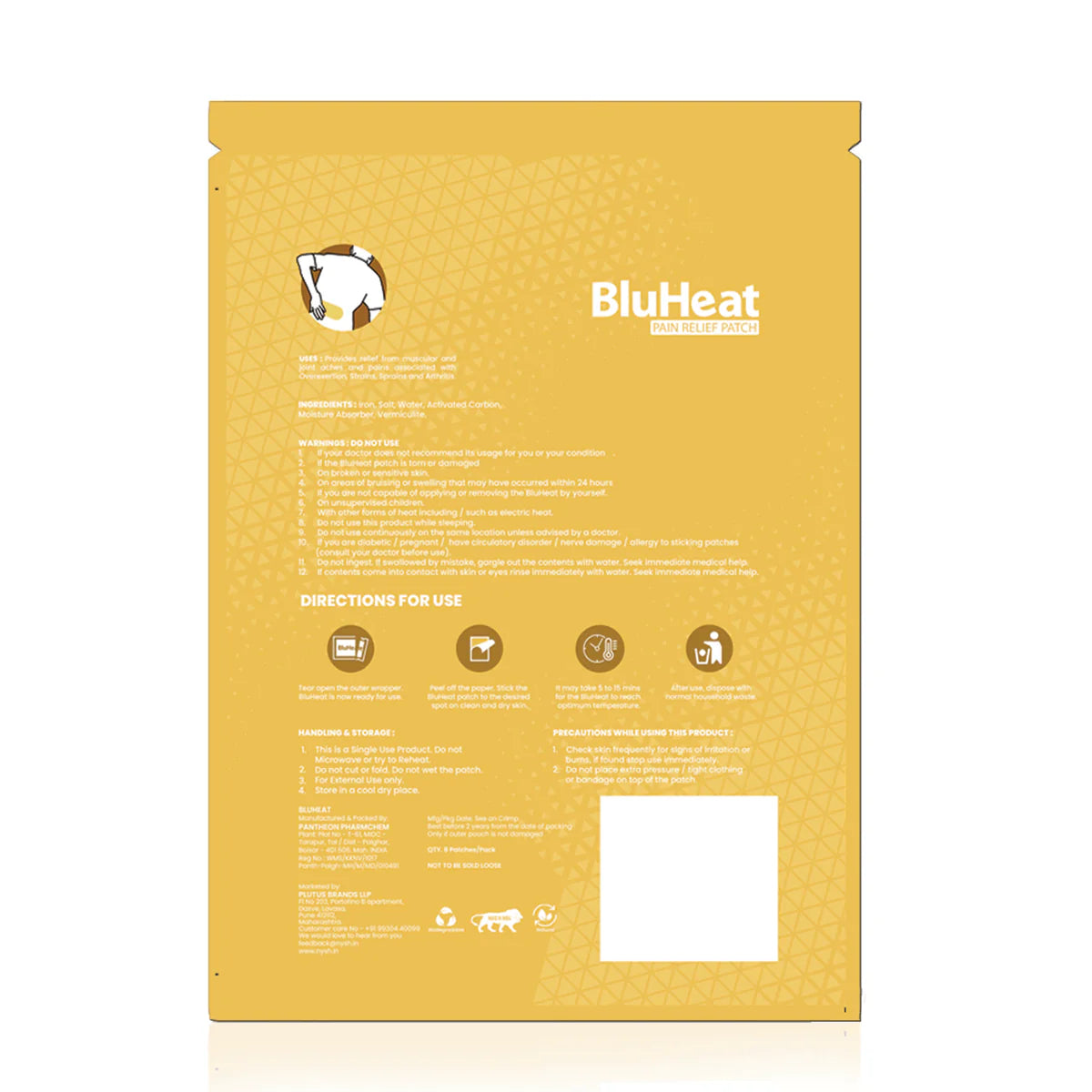 BluHeat Back Pain Relief Patches Heat Therapy