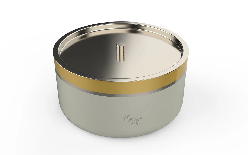 Double Wall Stainless Steel Casserole with Lid | 1200ml Capacity (1700ml Without Lid) | Food-Grade Steel | Multipurpose Serving Bowl | Black & Beige