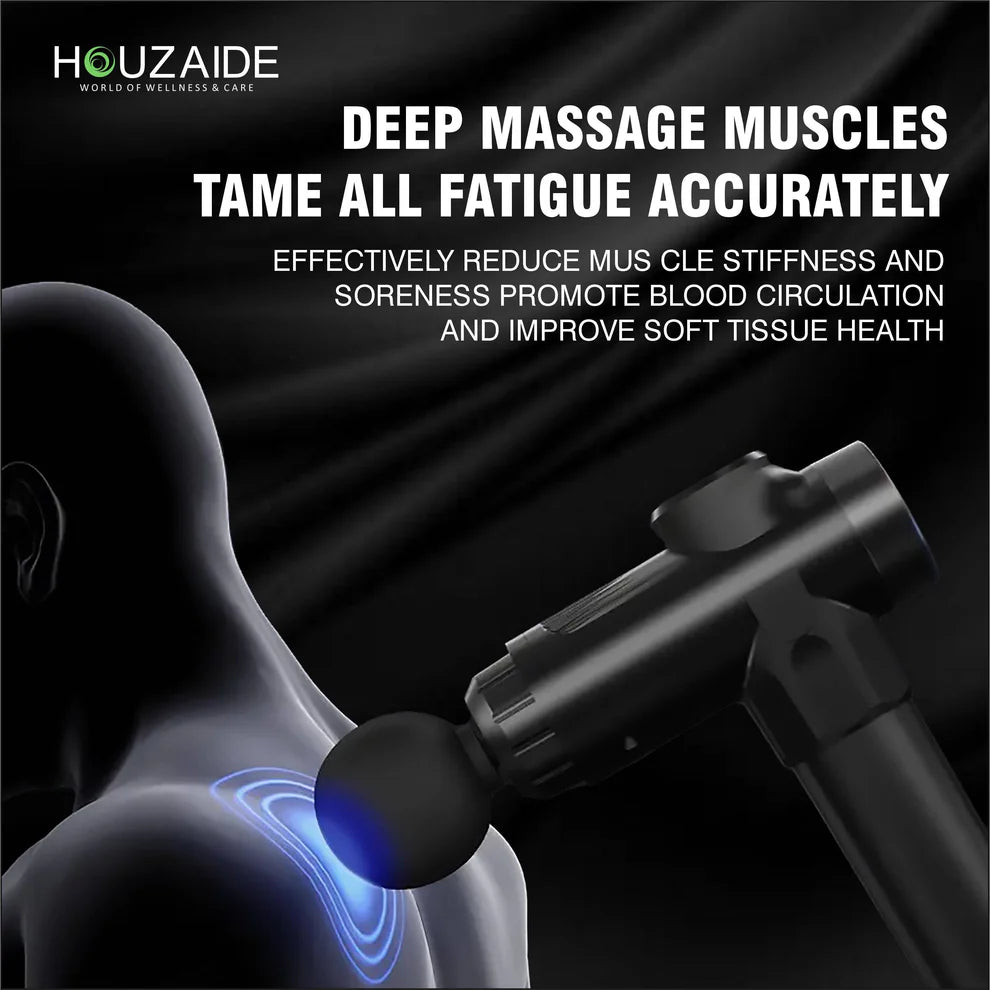 HOUZAIDE Deep Tissue Percussion Massage Gun for Muscle Therapy, 99 Speeds, Includes 4 Massage Heads
