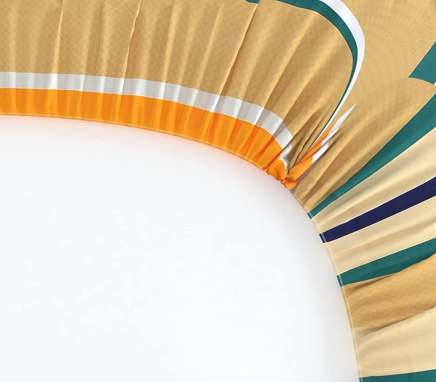 Premium Glace Cotton Elastic Fitted Double Bedsheet with 2 Pillow Covers (72x78x8 Inches)- BrownHrizontalLine