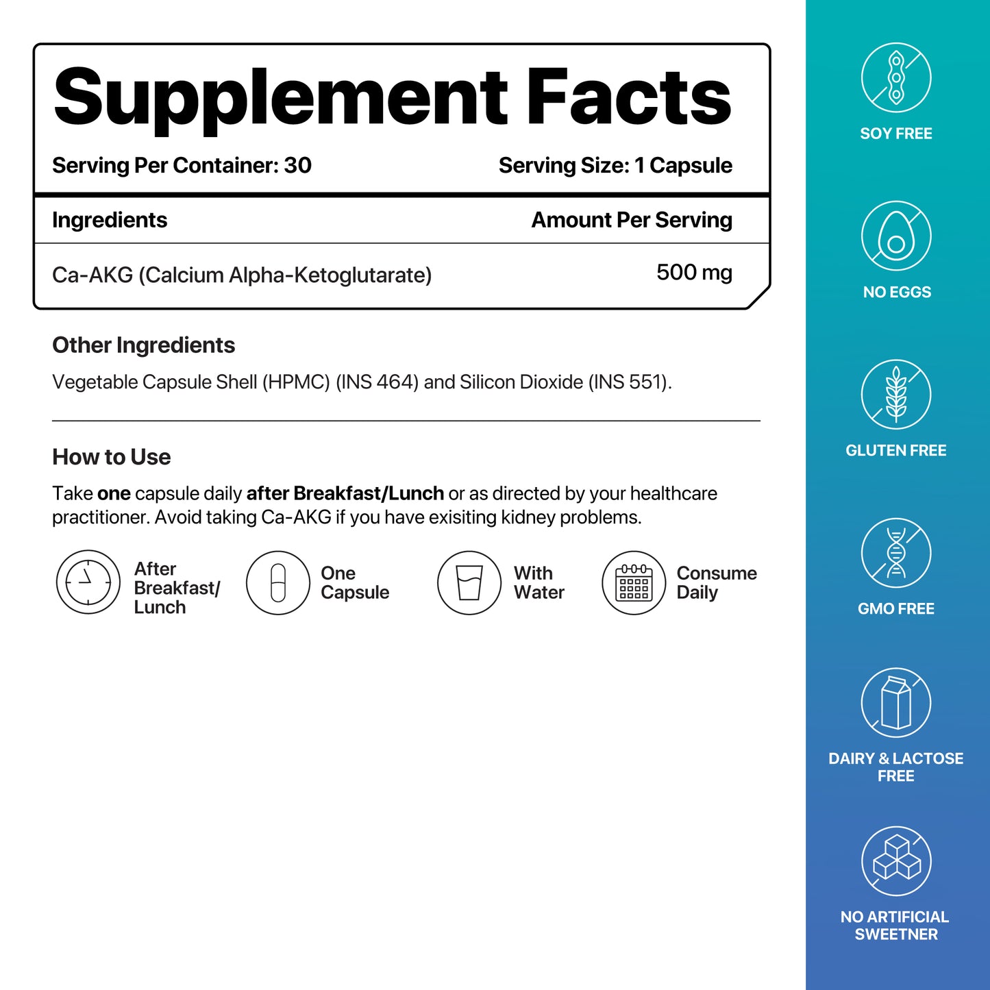 Decode Age Ca AKG Supplement | Calcium Alpha Ketoglutarate | Support Stronger Muscles and Bones, Energy and Immunity | 500mg, 30 Capsules, Vegan